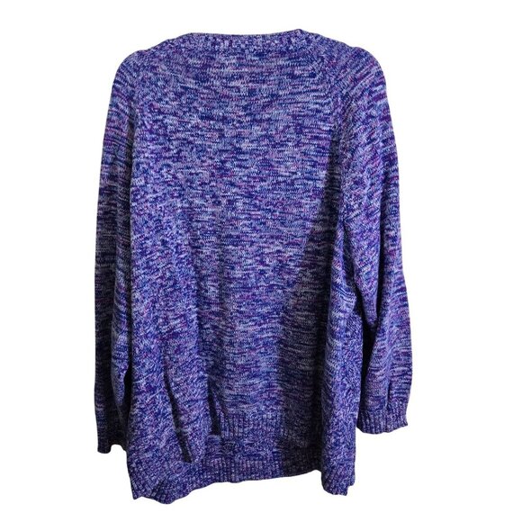 Lands' End Drifter Purple Pink Marled Cotton Plussize Crewneck Sweater Size 3X - Picture 2 of 5